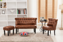 欧美式单双人沙发复古皮布艺时尚椅子小户型客厅卧室咖啡厅沙发
