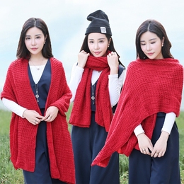 【天天特价】韩国围巾女冬季长款加厚纯色仿羊绒春秋空调披肩两用