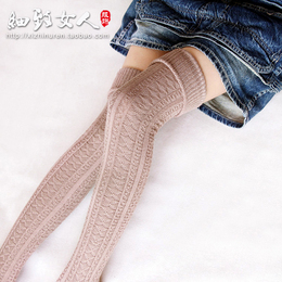 日系秋冬季高筒袜女士加厚纯棉 护膝保暖长筒袜过膝袜学生长袜子