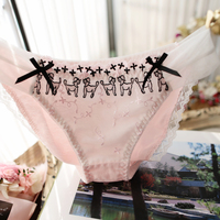 纯棉内裤 女 性感蕾丝低腰三角裤纯色粉红色刺绣网纱内裤新品n524