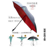 日本反向创意商务纯色双层雨伞超大车行伞长柄男双人直柄高尔夫伞