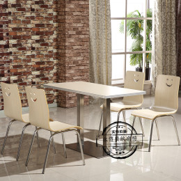 肯德基餐桌椅快餐桌椅组合不锈钢分体餐桌 咖啡厅高档快餐店桌椅