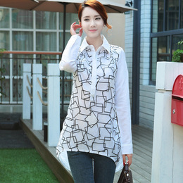 2015夏季新款女韩版修身显瘦长袖百搭衬衫女上衣