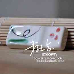 概念 稔の韵手绘陶瓷日式餐具 筷子架筷托勺托创意双用 汤匙托