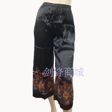 时尚真丝裤子 女夏装 中年女真丝长裤 特价两件包邮 时尚民族风