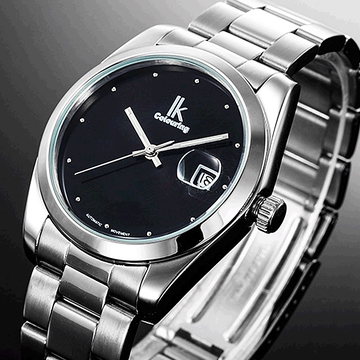 七夕礼物IK阿帕琦品牌手表 带历 实心 全钢全自动机械表 简约男