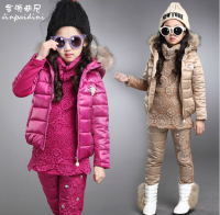童装女童冬装三件套儿童装保暖加厚中大童卫衣长袖运动套装棉衣服