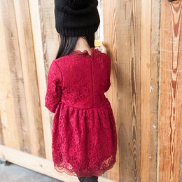 娜塔巫韩版童装2015秋冬装新款女童加绒加厚公主蕾丝长袖连衣裙子