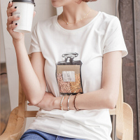 2015新款韩版女装纯棉短袖女t恤夏季修身女士圆领白色t恤韩范包邮