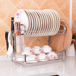 厨房家居日用品置物架厨房金属碗碟架双层餐具沥水架滴水架筷子架