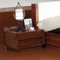 东南亚风格卧室家具泰式巴厘岛槟榔色新中式两抽高档实木床头柜