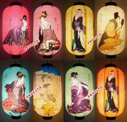 日式餐厅料理酒店装饰纸灯笼  日本浮世绘美人图纸灯时尚春节灯笼