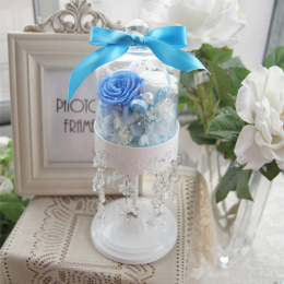日本进口永生花保鲜花蓝玫瑰玻璃罩唯美欧式礼物礼品 顺丰快递