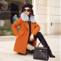 2015冬季韩版修身羊绒毛呢外套女中长款大衣韩范加厚羊毛呢风衣潮