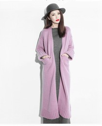 2016秋新款韩版女超长款羊绒开衫过膝宽松针织衫加厚大衣外套毛衣