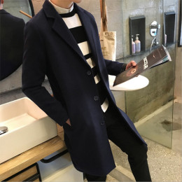 2016春季新款青年男士风衣外套纯色风衣男韩版修身型中长款大衣潮