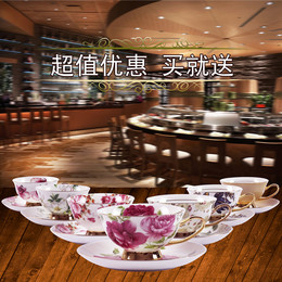 创意英伦玫瑰红茶杯 陶瓷咖啡杯碟 骨瓷咖啡杯套装 英式咖啡杯子