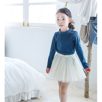 2015女童秋装新韩版女童木耳花边立领T恤上衣甜美长袖纯棉打底衫
