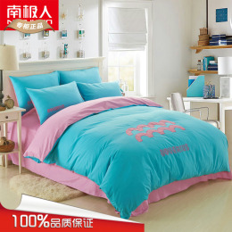 全棉欧美简约纯色床单四件套1.5m纯棉被套床上用品1.8m加大2米床