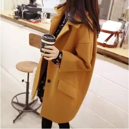 2015冬装新款毛呢外套女装冬韩版修身中长款韩国茧型加厚呢子大衣