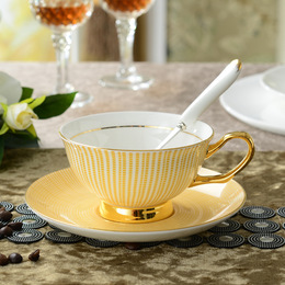 高档欧式手工鎏金骨瓷咖啡杯碟英式下午茶红茶休闲杯配金边勺包邮