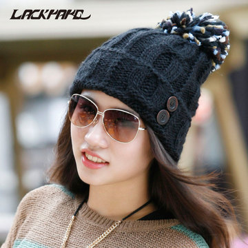 冬季女士针织帽韩版潮帽毛线帽绒线帽加厚保暖护耳帽LACKPARD帽子