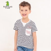 卡咪蛙男童短袖T恤潮 儿童夏季装条纹圆领童装2015新款正品棉质