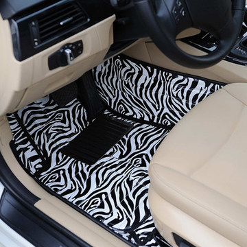 个性斑马纹脚垫适用于奥迪宝马大众女性全包围汽车脚垫
