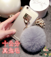 高端十公分兔毛苹果6s手机壳iphone6plus保护套全包透明5s后壳