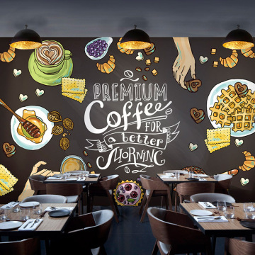 奶茶甜品店3D个性定制壁画怀旧咖啡馆西餐厅背景墙纸欧式复古壁纸