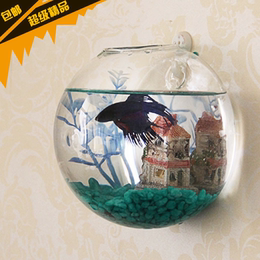 创意壁挂鱼缸透明玻璃墙面装饰斗鱼缸水族鱼缸迷你鱼缸家居装饰