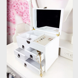 实木首饰盒木质欧式韩国公主饰品盒结婚生日礼物珠宝化妆收纳盒大