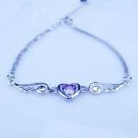 2015新款S925纯银天使之翼翅膀爱心手链银饰情人节送女友生日礼物