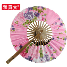 【和扇堂】夏日360度折扇 圆形头青竹风车扇 女士扇子 樱花款多色