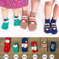 亲子款圣诞袜儿童袜子秋冬精梳棉宝宝袜 卡通可爱男女童圣诞袜子