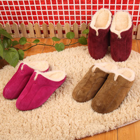 2015冬季新款女士居家保暖拖鞋羊毛一体家居地板鞋牛皮绒防滑鞋