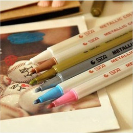 满包邮韩国学生文具多用途金属笔diy油漆笔相片笔相册笔白金银粉