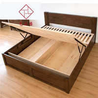 纯实木双人储物橡木床1.8双人床1.5简约现代单人榻榻米高箱储物床