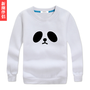 童装2014秋冬儿童男女童可爱熊猫眼睛加绒保暖圆领卫衣