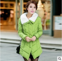 冬季外套女 韩版修身显瘦中长款棉衣 潮加厚毛领羽绒棉服大码女装