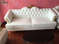 简约欧式组合皮艺沙发 新古典实木雕花金箔沙发售楼处样板房沙发