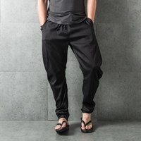 ◆释觉◆原创设计纸质黑弯腿裤干爽纯棉小脚立裁休闲裤