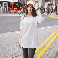 2016春季新品韩版女装 韩国东大门纯色圆领长袖T恤女打底衫