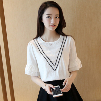 2016夏季新款韩版女装打底衫上衣短袖修身衬衫t恤雪纺衫短袖女