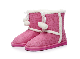 韩国HelloKitty正品雪地靴女大童中筒靴子保暖可爱羊羔毛棉鞋