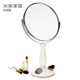 包邮欧式双面大号台式化妆镜 可爱便携公主梳妆镜子 树脂浴室镜