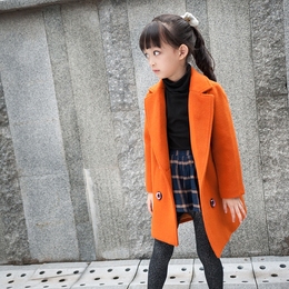 2016新款冬装女童毛呢子大衣外套中长款儿童双排扣保暖韩版童装潮