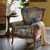 纪美家 美式家具定制 美式沙发椅子美式布艺沙发 美式单人沙发