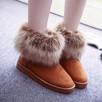 新款韩版女靴冬季磨砂套筒圆头防水台低跟平跟短筒雪地靴女靴潮
