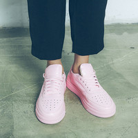 秋季韩版新款粉色百搭系带小白鞋透气板鞋学生休闲运动鞋跑步鞋女